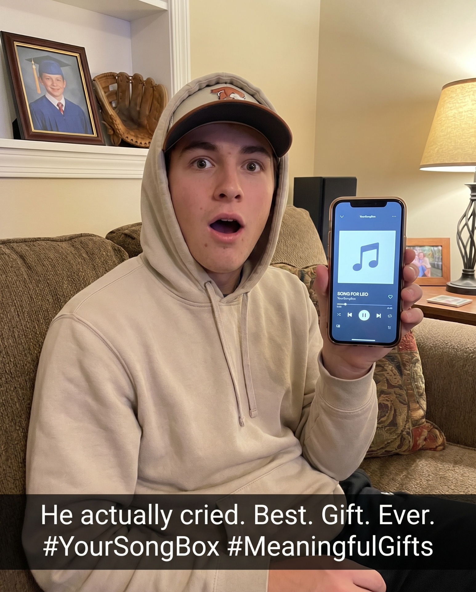 Parent and son in a candid, joyful moment